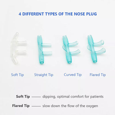 Medical Grade PVC Nasal Oxygen Tube Standard Curved Flared Soft Prongs Oxygen Tube