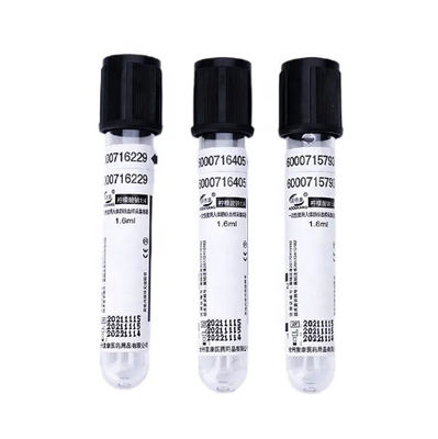 ESR Vacuum Blood Collection Tube Black Cover Sodium Citrate Vacutainer Tubes With CE