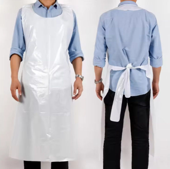 110x70cm Disposable PE Apron For Adult White / Blue With Header Available